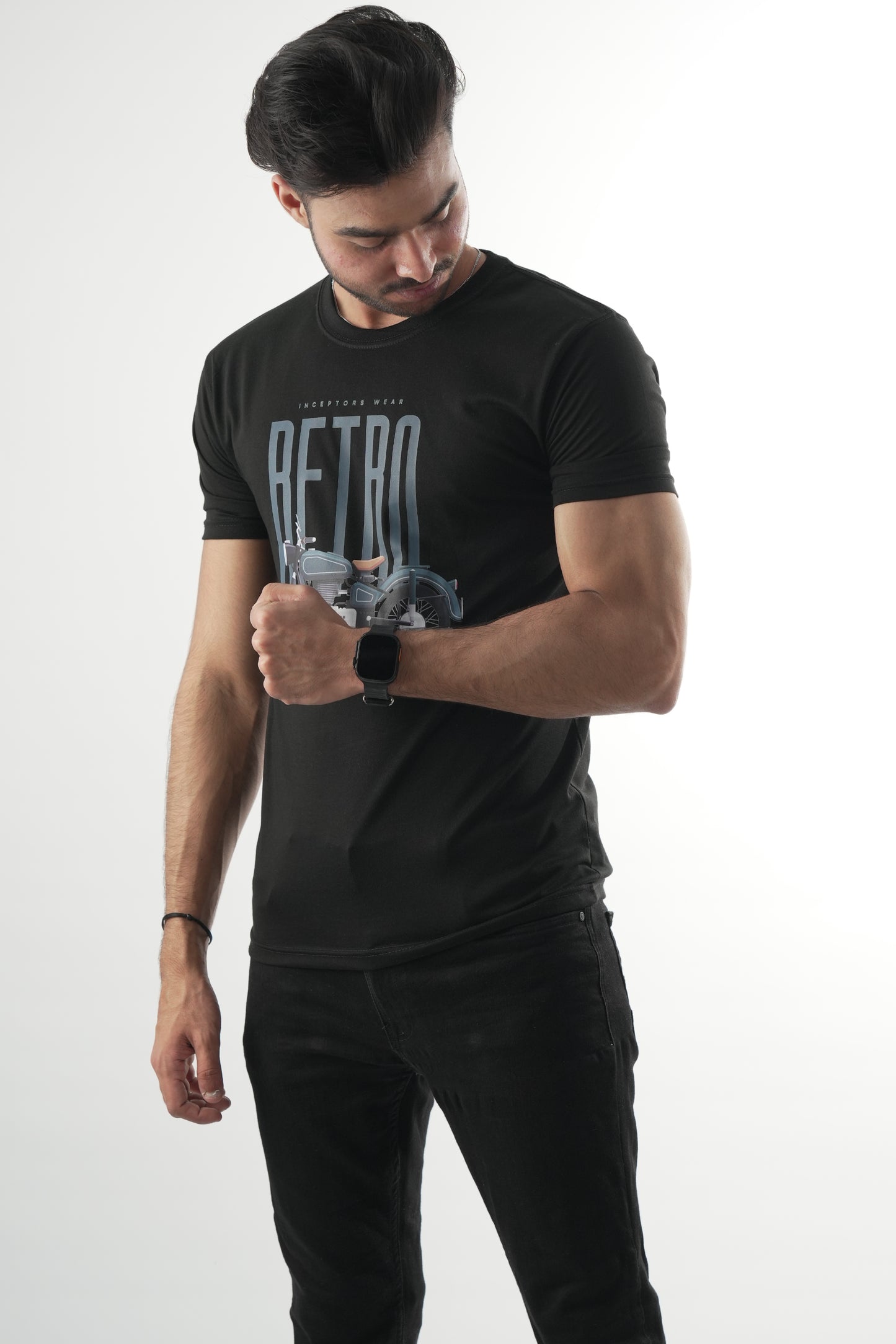Inceptors Wear Retro Motorcycle Graphic T-Shirt | Black Casual Tee