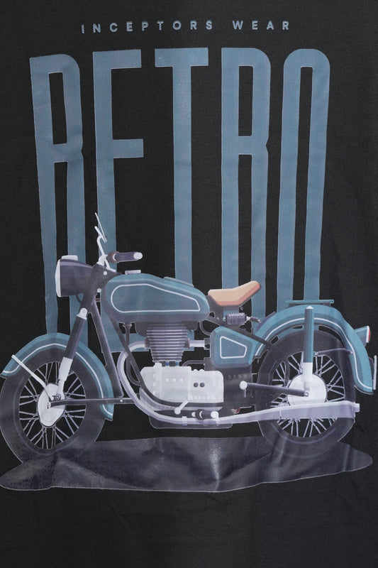Inceptors Wear Retro Motorcycle Graphic T-Shirt | Black Casual Tee
