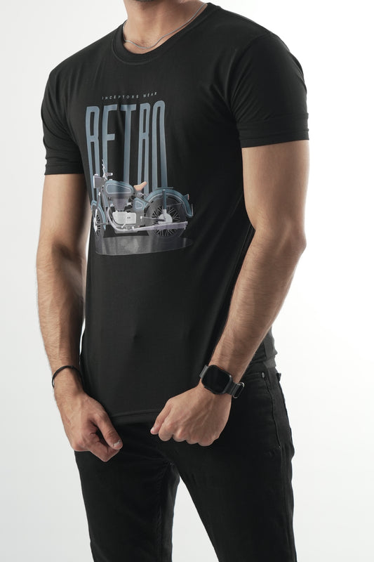 Inceptors Wear Retro Motorcycle Graphic T-Shirt | Black Casual Tee